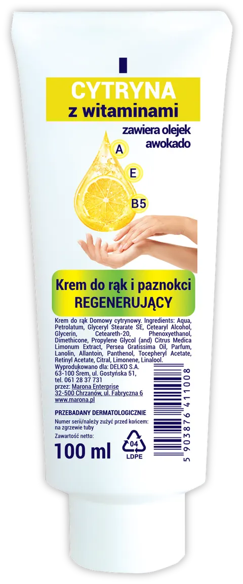 Krem do rąk regenerujący CYTRYNA z witaminami 100ml