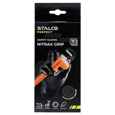 Rękawice nitrylowe 5 PAR NITRAX GRIP BLACK STALCO XXL