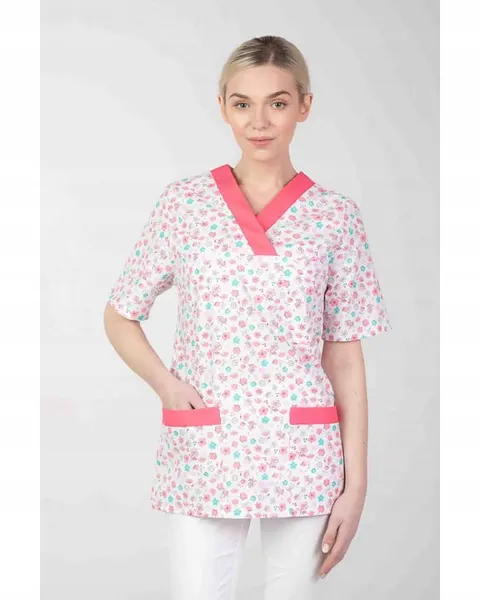 Bluza medyczna w kwiatki damska M-074G MARTEX