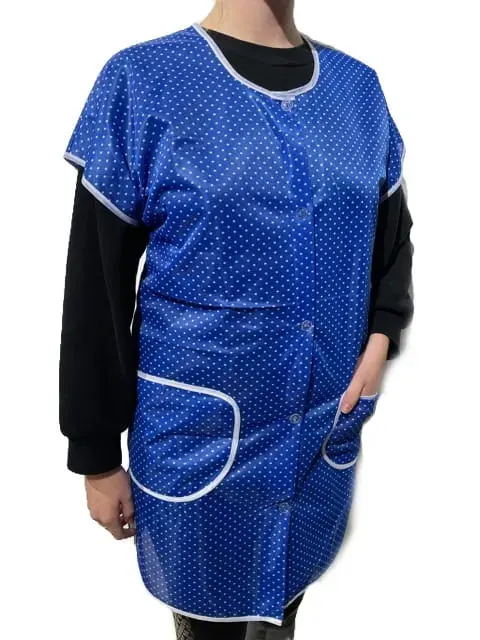 FARTUCH STYLONOWY DAMSKI NIEBIESK GROSZKI M-206