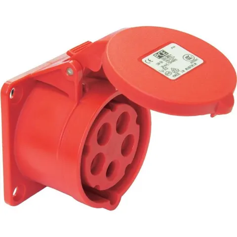 Gniazdo trójfazowe tablicowe proste 32A 5P 400V 70x70mm GTP325 IP44