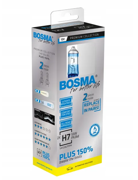 Bosma żarówka H7 12V 55W + 150 % 2szt