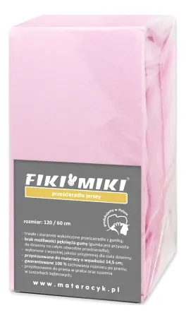 Fiki Miki Prześcieradło Jersey 90/40 róż