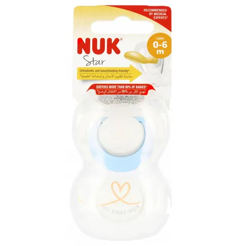 Nuk smoczek uspokajający lateksowy 0-6m star niebieski