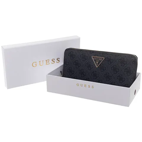 GUESS PORTFEL DAMSKI LAUREL II SLG LARGE ZIP CZARNO-SZARY SWSG7459146 CLO
