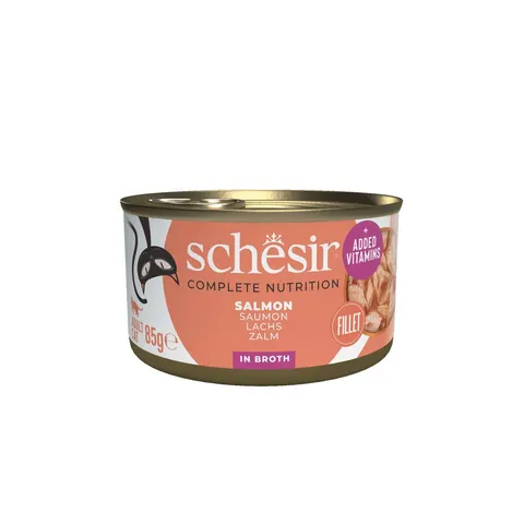 Schesir Łosoś w Naturalnym Bulionie – karma mokra dla kota, puszka 85 g
