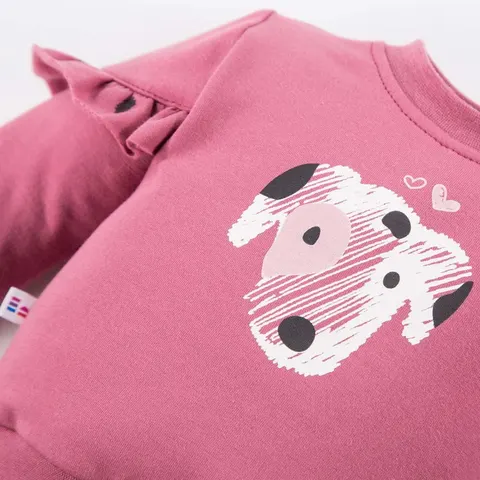 Bluza dziecięca dresowa z pieskiem jagodowa