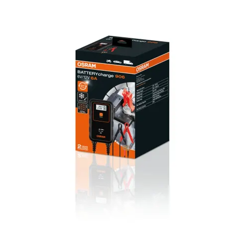 Prostownik inteligentny OSRAM BATTERYcharge 906 6 A 6 V / 12 V – ładowarka akumulatorów kwasowych, AGM, GEL i litowych OEBCS906