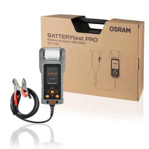 Profesjonalny tester akumulatorów i układu rozruchu OSRAM BATTERYtest PRO 12/24 V z drukarką OBAG900