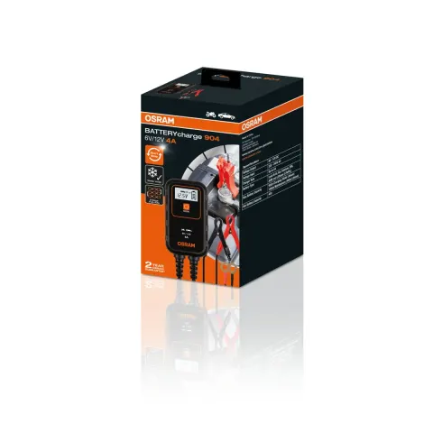 Prostownik inteligentny OSRAM BATTERYcharge 904 4 A 6 V / 12 V – ładowarka akumulatorów kwasowych, AGM, GEL i litowych OEBCS904