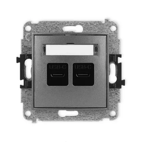 Mechanizm ładowarki USB podwójnej 2xUSB C, 30W max. producent Karlik seria Mini kolor Grafitowy kod 11MCUSB-9