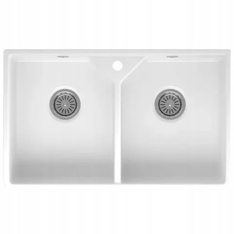 Zlewozmywak farmerski Sonra Belfast Double Crystal White 58 Ceramiczny
