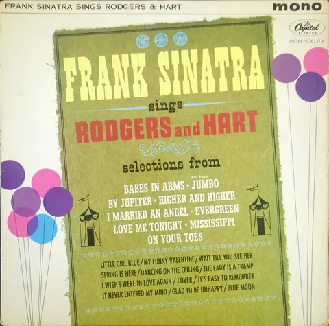 Frank Sinatra: Frank Sinatra Sings Rodgers & Hart LP W1825a Capitol Records EX