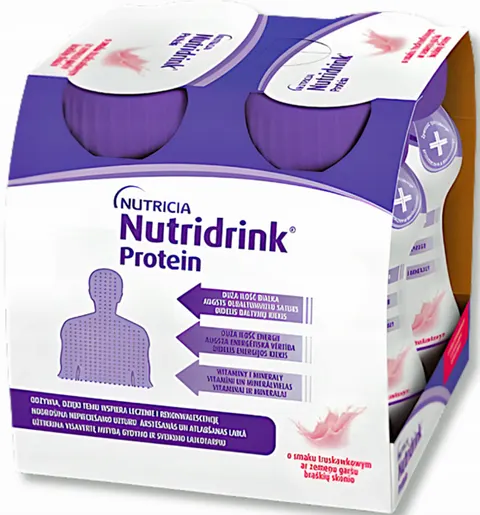 Nutridrink protein, preparat odżywczy, smak truskawkowy, 4 x 125 ml