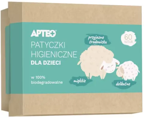 Apteo, Patyczki higieniczne dla dzieci, 60 sztuk