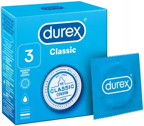 Durex Classic, prezerwatywy klasyczne gładkie, 3 sztuki