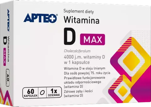 Apteo, Witamina D Max 4000 j.m., 60 kapsułek