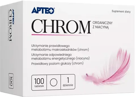 Apteo, Chrom organiczny z niacyną, 100 tabletek