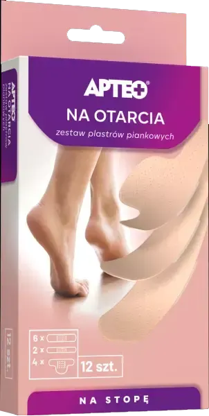Apteo, Na otarcia zestaw plastrów piankowych, 12 sztuk