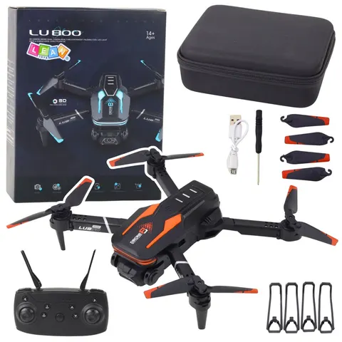 Dron zdalnie sterowany LU800 z kamerą HD i LED – pomarańczowy