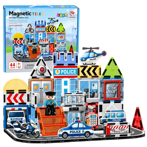 Klocki magnetyczne Baza Policyjna – 44 elementy