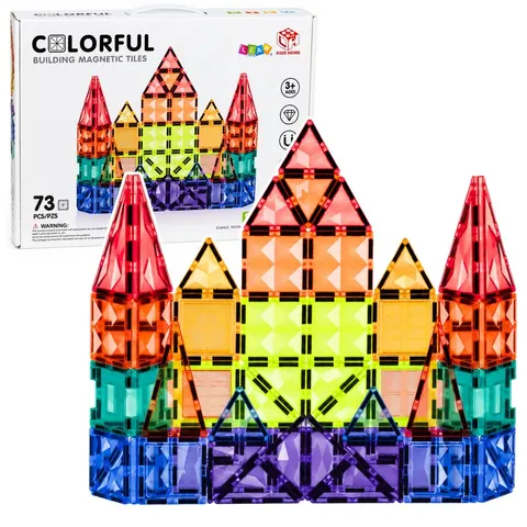 Klocki magnetyczne kolorowe panele 3D 73 el. Lean Toys