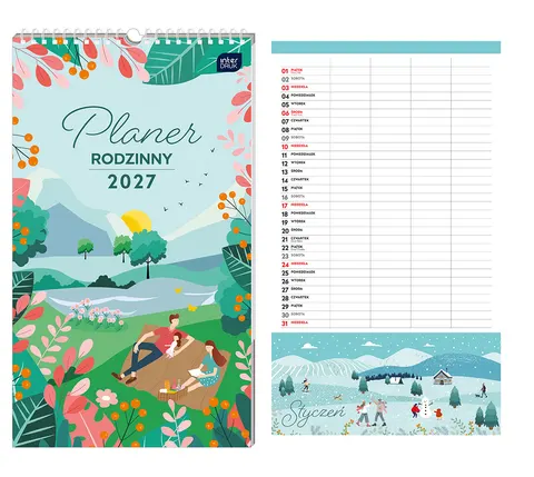 Kalendarz Ścienny 2027 Planer Rodzinny 25x43 cm "Razem" Interdruk