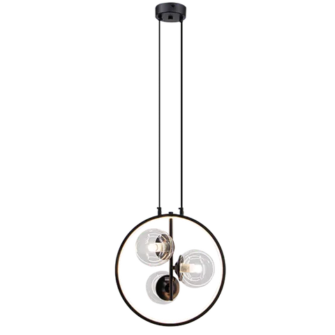 Lampa sufitowa NOVA czarna 3xE14 + 10W LED Kule Ring Elem DRS8202/3 BL