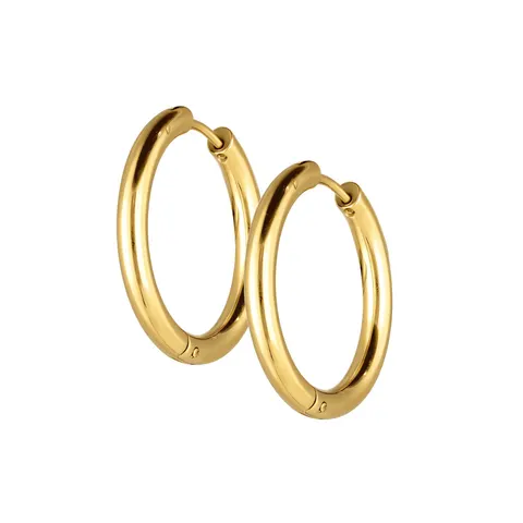 Kolczyki złote kółka huggie ze stali 3 x 18-30 mm - profil okrągły