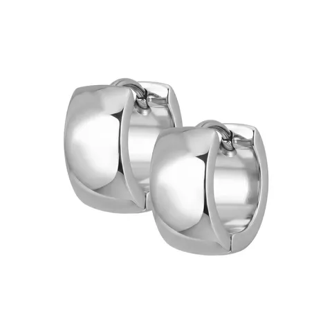 Kolczyki srebrne kółka huggie ze stali 6 x 13 mm - profil półokrągły