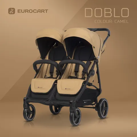 Wózek bliźniaczy dziecięcy Euro-Cart Doblo Camel