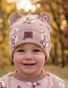 Prążkowana czapka Miś serduszka z uszkami i wywinięciem wiosna/jesień