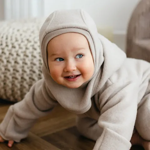 Eevi Beżowa kominiarka dziecięca z wełny merino