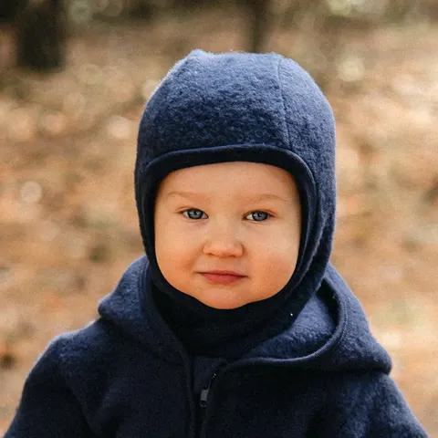 Eevi Granatowa kominiarka dziecięca z wełny merino