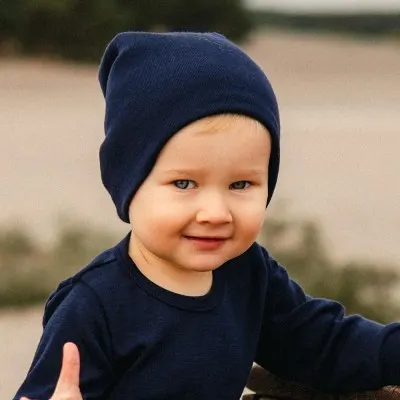 Eevi Czapka merino dziecięca granatowa L