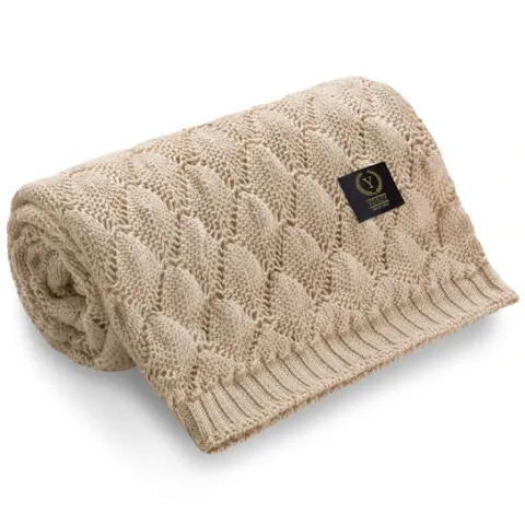 YOSOY Ażurowy kocyk SHELLS sunny beige