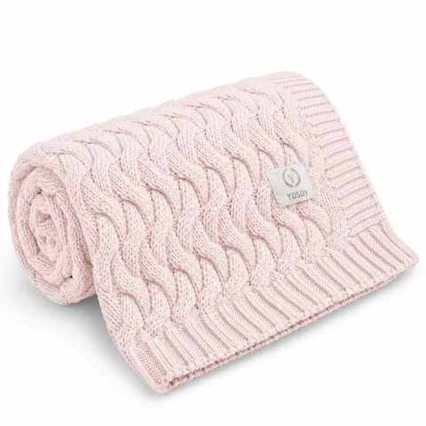 YOSOY Koc dziany 100% merino wool ASPEN pudrowy róż