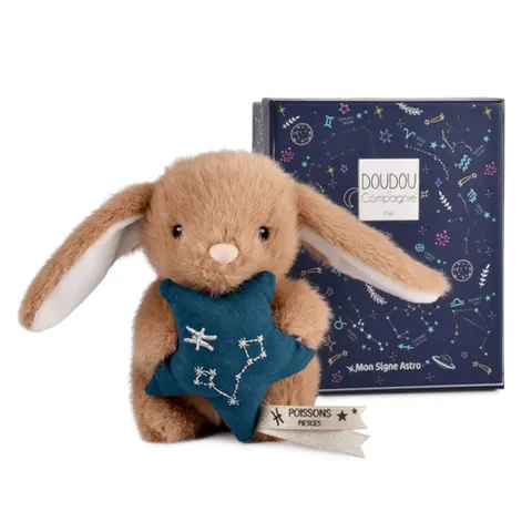 SCANDINAVIAN Doudou Astro królik znak zodiaku Ryby 12 cm