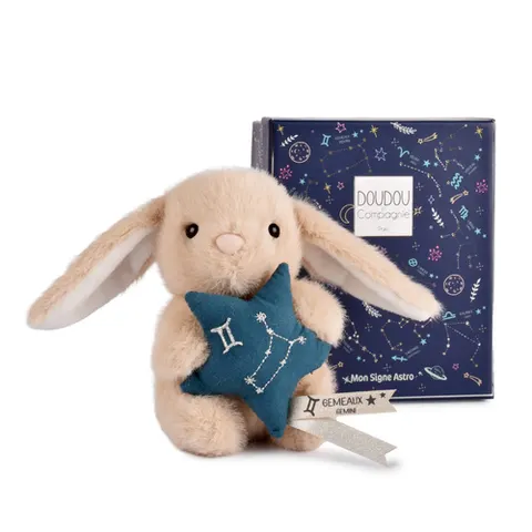SCANDINAVIAN Doudou Astro królik znak zodiaku Bliźnięta 12 cm