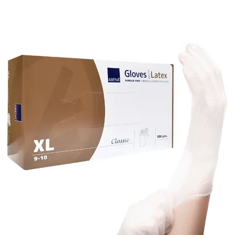 ABENA Rękawiczki LATEKSOWE ROZM. XL BEZPUDROWE - 100 SZT.
