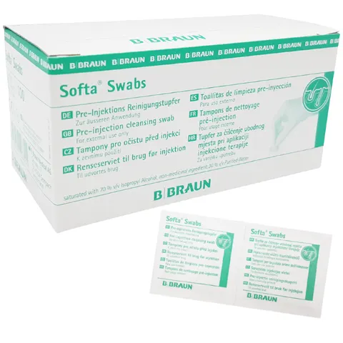 SOFTA SWABS GAZIKI DO DEZYNFEKCJI Z ALKOHOLEM - 100 SZT.