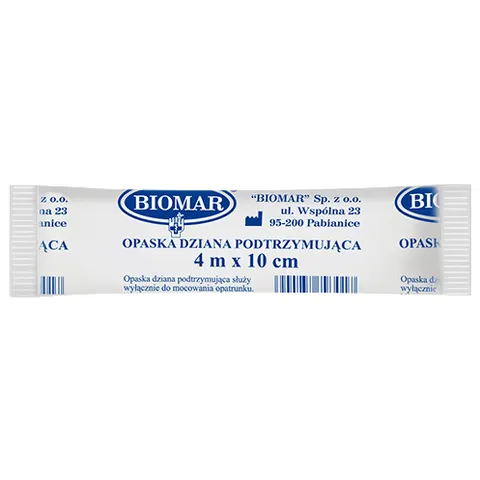 Opaska dziana podtrzymująca bandaż 10cm x 4m BIOMAR - 1 szt.