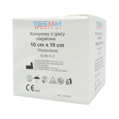 Trans-Med Kompresy z gazy niejałowe 10x10 cm 100 szt.