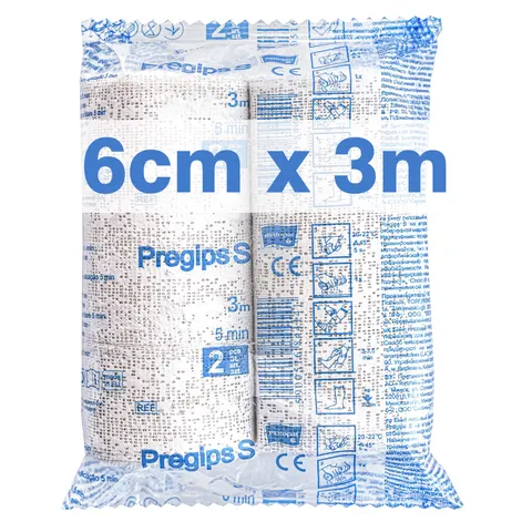 Pregips S Opaska gipsowa 6cm x 3m biała 5 min (2 szt.) - 1 op.