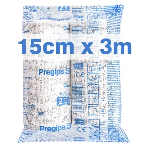 Pregips S Opaska gipsowa 15cm x 3m biała 5 min (2 szt.) - 1 op.