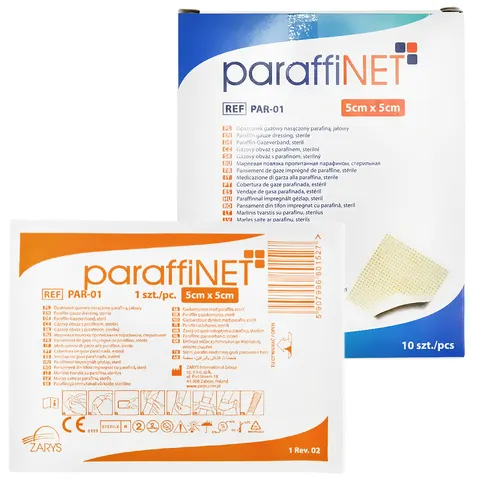 paraffiNET Opatrunek parafinowy na rany 5cm x 5 cm 10 szt.