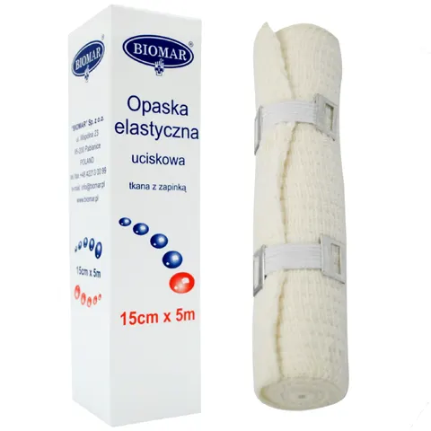Opaska uciskowa elastyczna bandaż 15cm x 5m BIOMAR kartonik
