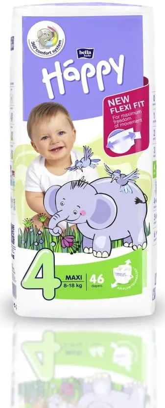 Pieluszki Bella Happy MAXI (4) 8-18kg - 46 szt.