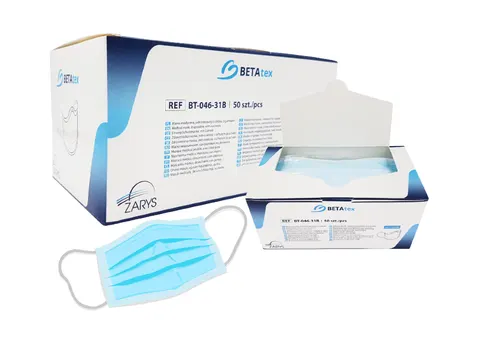 Maseczki medyczne chirurgiczne 3-warstwowe TYP II BETAtex BT-046-31B - 50 SZT.