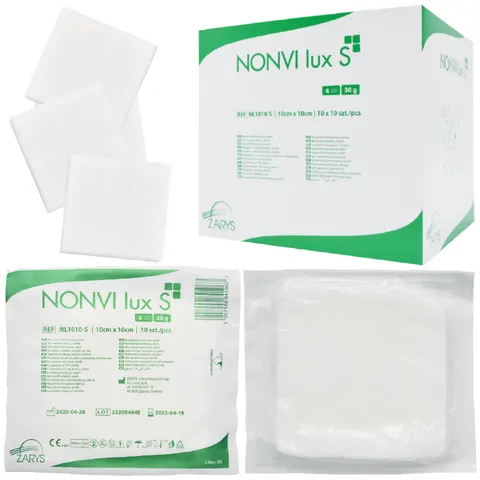NONVI lux S kompresy włókninowe jałowe 10x10 cm - 100 szt. | REF: NL1010-S